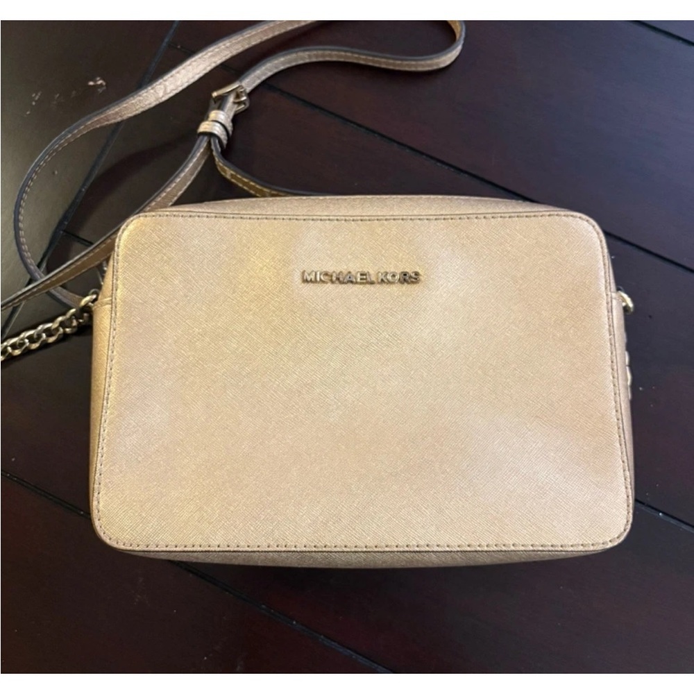 Michael Kors Jet Set Metallic Gold Crossbody Bag - Picture 1 of 5